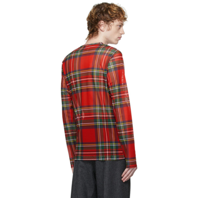 Shop Molly Goddard Red Tartan Andrew Long Sleeve T-shirt