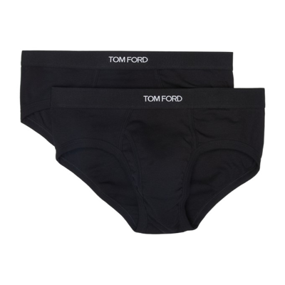 Shop Tom Ford Two-pack Black Cotton Briefs In 2 Black