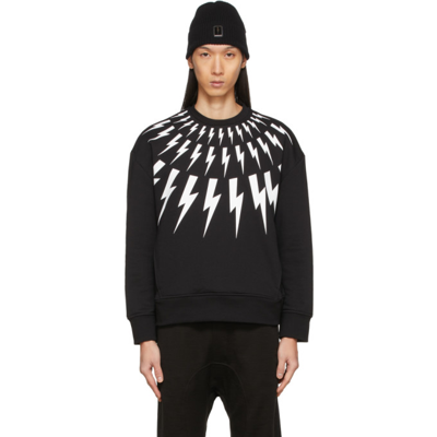 Shop Neil Barrett Black Thunderbolt Sweatshirt In 524 Black/white
