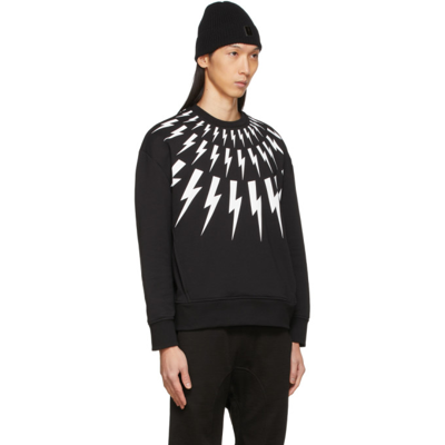Shop Neil Barrett Black Thunderbolt Sweatshirt In 524 Black/white