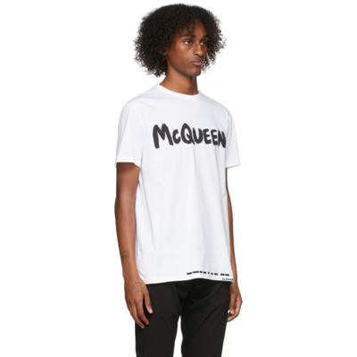 Shop Alexander Mcqueen White Logo T-shirt In 0900 White/