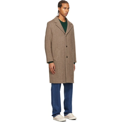 Shop A.p.c. Brown Wool Herringbone Robin Coat In Caa Brown