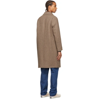 Shop Apc Brown Wool Herringbone Robin Coat In Caa Brown