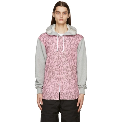 Shop Comme Des Garçons Shirt Grey & Pink Kaws Edition Hoodie In 1 Print B