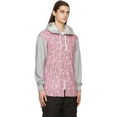 Shop Comme Des Garçons Shirt Grey & Pink Kaws Edition Hoodie In 1 Print B