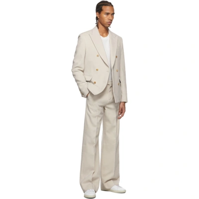 Shop Amiri Off-white Fleece Wide-leg Trousers In Alabaster