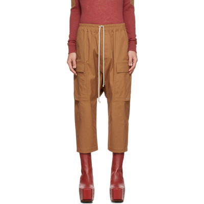 Shop Rick Owens Tan Cropped Cargo Pants In 24 Honey