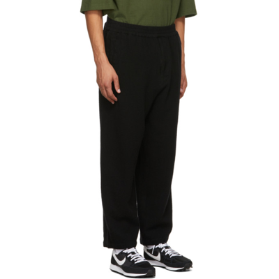 Shop Undercover Black Wool Elastic Waist Trousers