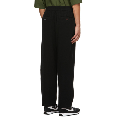 Shop Undercover Black Wool Elastic Waist Trousers