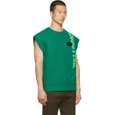 Shop We11 Done Rib Knit Square Logo Vest In Green