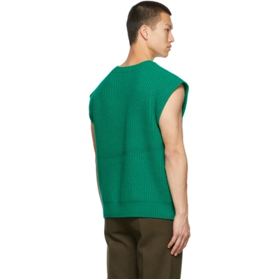 Shop We11 Done Rib Knit Square Logo Vest In Green