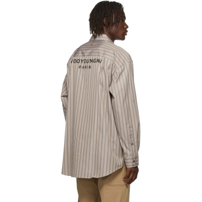 Wooyoungmi Striped Back Logo Shirt In Mudd 834d