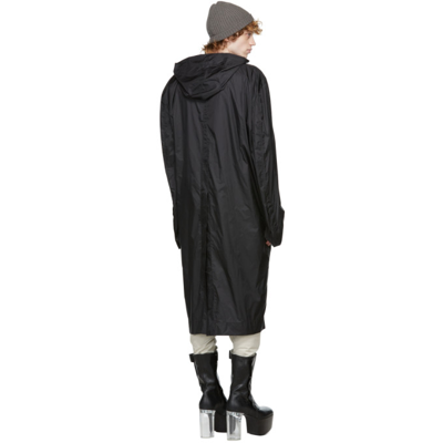 Shop Rick Owens Black Hooded Nylon Coat In 09 Black