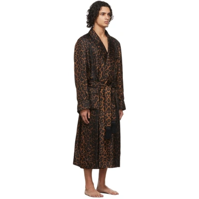 Shop Tom Ford Black & Brown Silk Leopard Robe In 101 Leopard