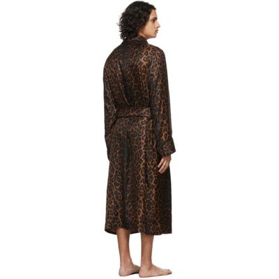 Shop Tom Ford Black & Brown Silk Leopard Robe In 101 Leopard