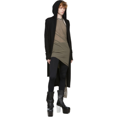 Shop Rick Owens Black Cashmere Hooded Cardigan In 09 Black