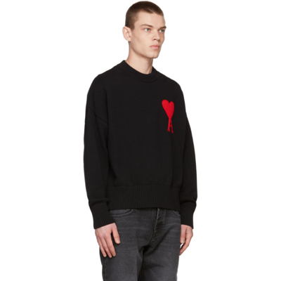 Shop Ami Alexandre Mattiussi Oversize Ami De Cœur Crewneck Sweater In Noir/001