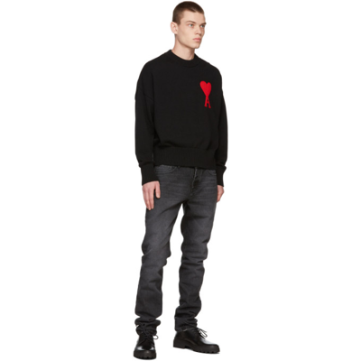 Shop Ami Alexandre Mattiussi Oversize Ami De Cœur Crewneck Sweater In Noir/001