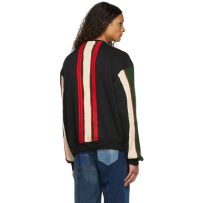 Shop Ahluwalia Black & Multicolor Paneled Sweater In Black, Gree
