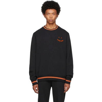 Shop Ps By Paul Smith Black & Orange Happy Sweatshirt In 79 Black