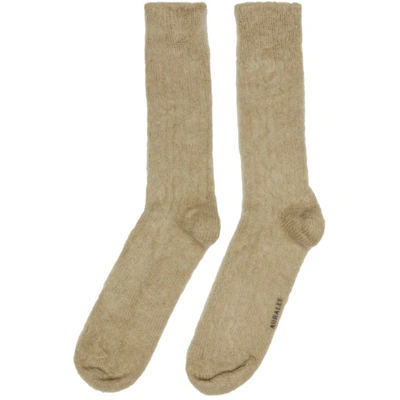Shop Auralee Beige Super Kid Mohair Low Gauge Socks In Light Beige
