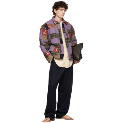 Shop Bode Purple Patchwork Show Dog Quilt Jacket In Purple Mult