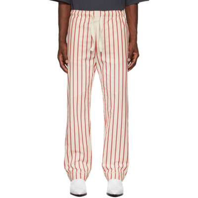 Shop Wales Bonner Off-white & Red Stripe Kamau Pyjama Lounge Pants In Ivory/cri