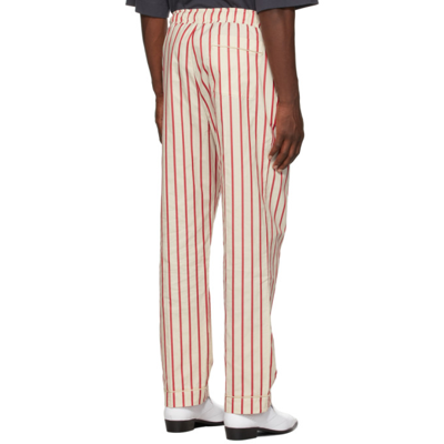 Shop Wales Bonner Off-white & Red Stripe Kamau Pyjama Lounge Pants In Ivory/cri