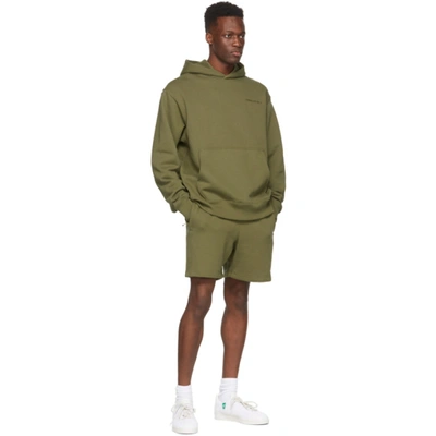 Shop Adidas Originals By Pharrell Williams Khaki Basics Hoodie In Olive Cargo