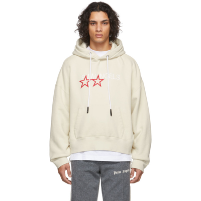 Shop Palm Angels Off-white Racing Star Hoodie In Grey