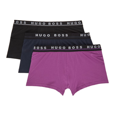 Shop Hugo Boss Three-pack Multicolor Trunk Boxers In 970 - Open Miscellan