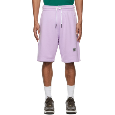 Shop Palm Angels Purple Pxp Sweat Shorts In Lilac White