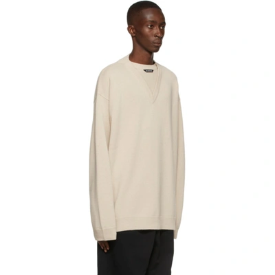Shop Balenciaga Wool Flatground V-neck Sweater In Beige