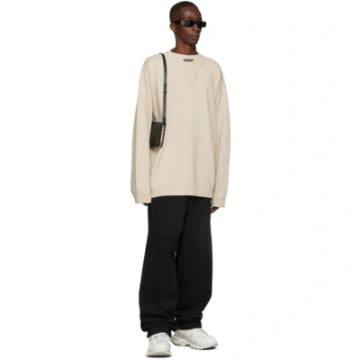 Shop Balenciaga Wool Flatground V-neck Sweater In Beige