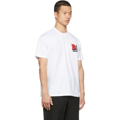 Shop Burberry Cotton B Logo T-shirt In White
