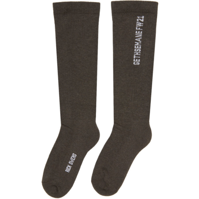 Shop Rick Owens Taupe Logo Socks In 3411 Dust/milk
