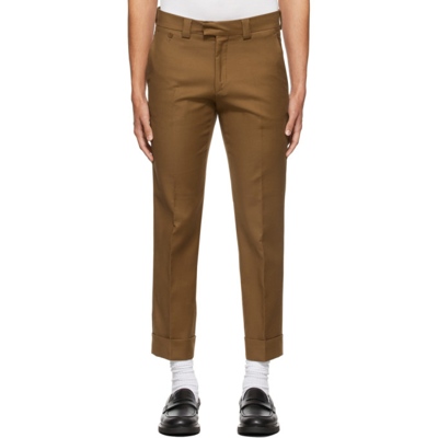 Shop Agnona Brown Slim Tailored Trousers In M10 Caramel