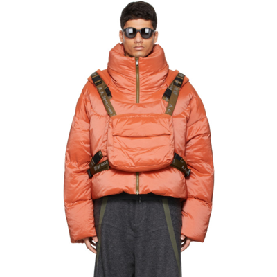 Shop A. A. Spectrum Orange Down Moonbase Jacket In Betel Nut