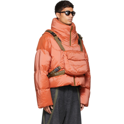 Shop A. A. Spectrum Orange Down Moonbase Jacket In Betel Nut