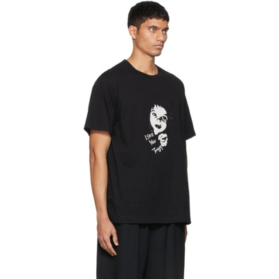 Shop Yohji Yamamoto Black 'i See You Tonight' T-shirt