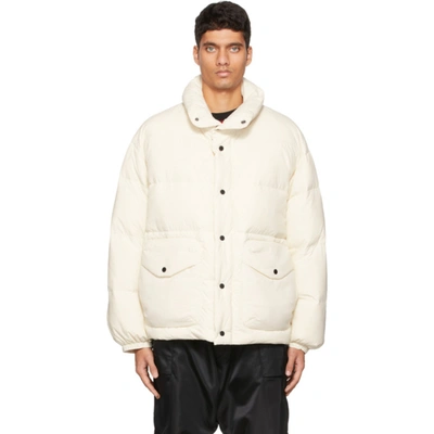 Shop A. A. Spectrum White Down Boxcube Jacket In Cream Sand