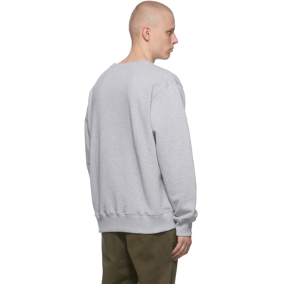 Shop Nudie Jeans Grey Logo Frasse Sweatshirt In Greymelange