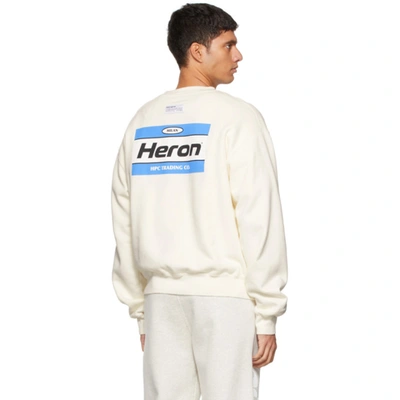 Shop Heron Preston Off-white Embroidered Logo Crewneck Sweatshirt In Light Blue