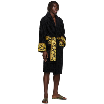 Shop Versace Black Medusa Amplified Robe In Z7011 Black