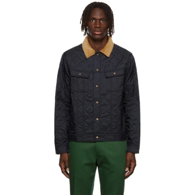 Noah Navy Quilted Trucker Jacket | ModeSens