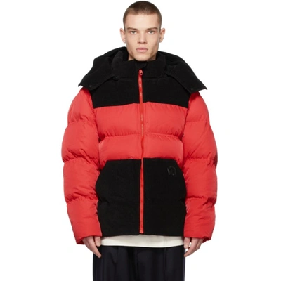 Shop Ader Error Red Hooded Puffer Jacket