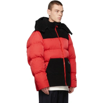 Shop Ader Error Red Hooded Puffer Jacket