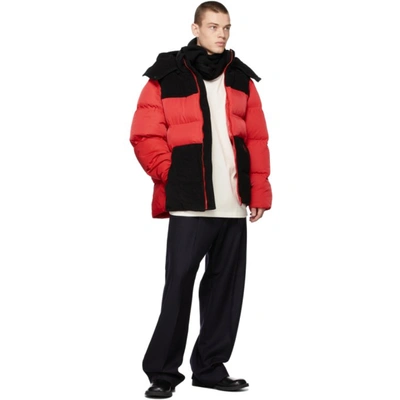 Shop Ader Error Red Hooded Puffer Jacket