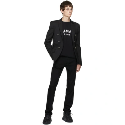 Shop Balmain Wool Double-breasted Blazer In 0pa Noir