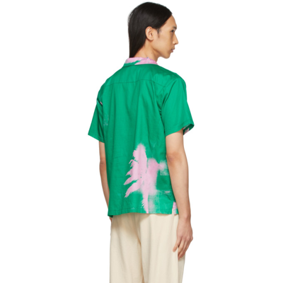 Shop Double Rainbouu Green & Pink Palm Camp Shirt In Bikini Kill Green